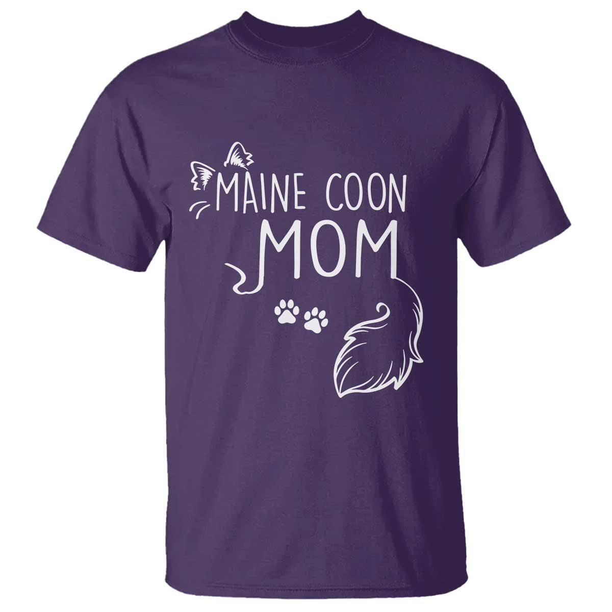 Maine Coon Mom T Shirt Large Breed Cat Lover Silhouette Gift TS12 Purple Print Your Wear