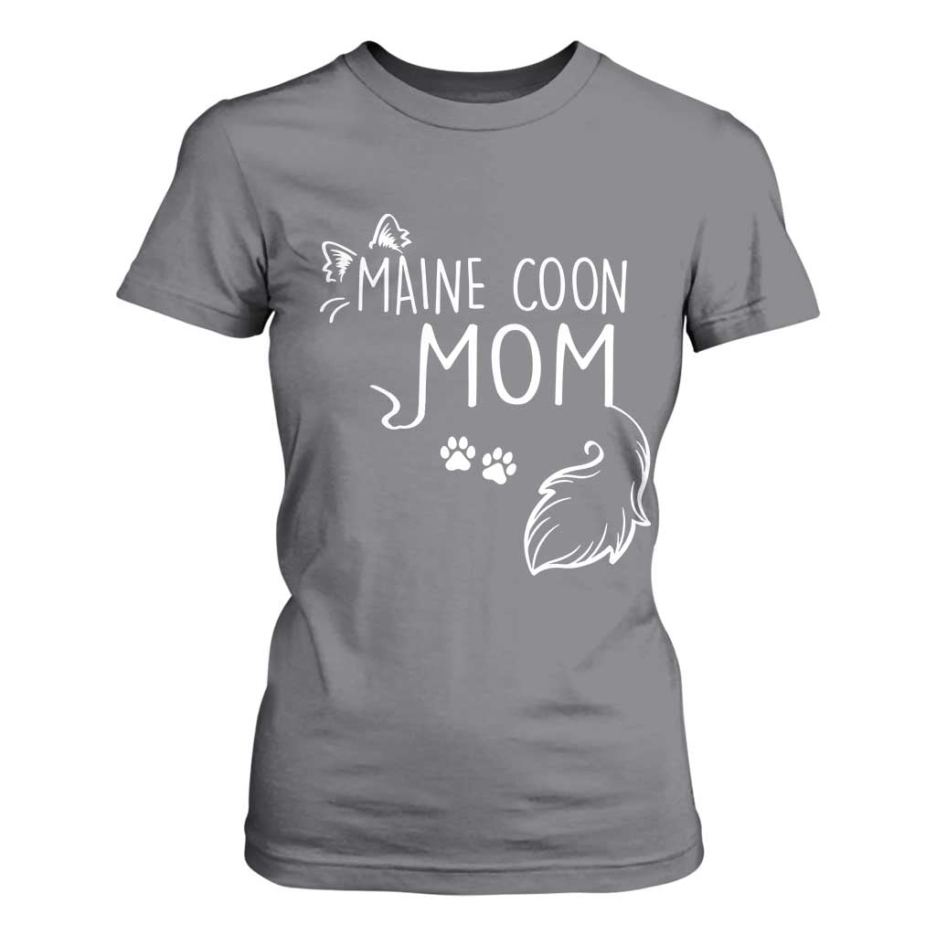 Maine Coon Mom T Shirt For Women Large Breed Cat Lover Silhouette Gift TS12 Charcoal Print Your Wear