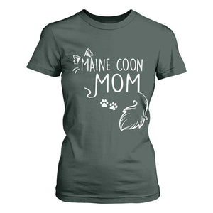 Maine Coon Mom T Shirt For Women Large Breed Cat Lover Silhouette Gift TS12 Dark Forest Green Print Your Wear