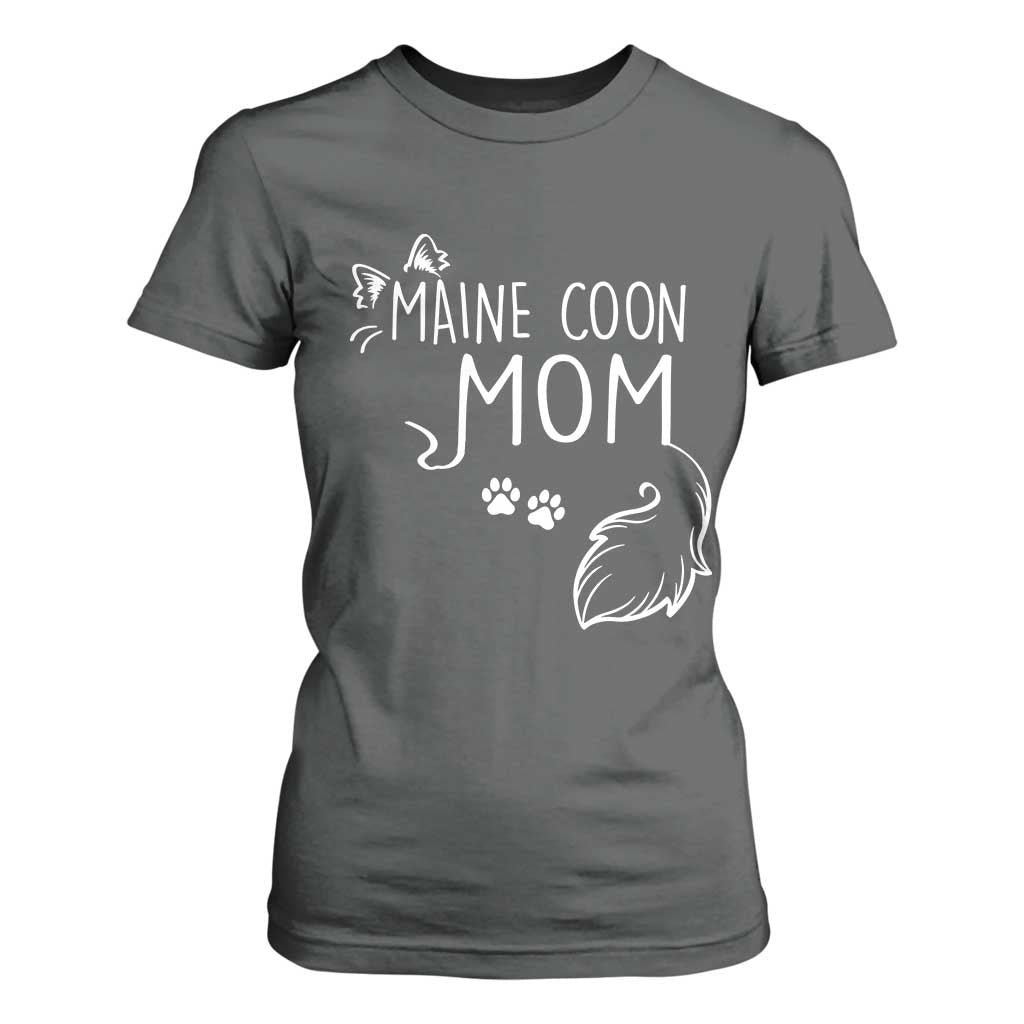 Maine Coon Mom T Shirt For Women Large Breed Cat Lover Silhouette Gift TS12 Dark Heather Print Your Wear