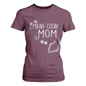 Maine Coon Mom T Shirt For Women Large Breed Cat Lover Silhouette Gift TS12 Maroon Print Your Wear