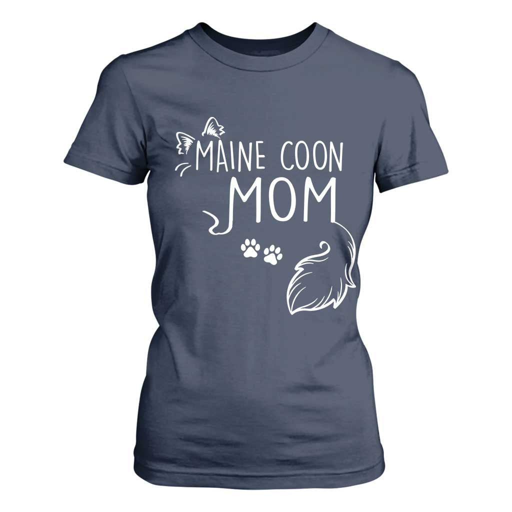 Maine Coon Mom T Shirt For Women Large Breed Cat Lover Silhouette Gift TS12 Navy Print Your Wear