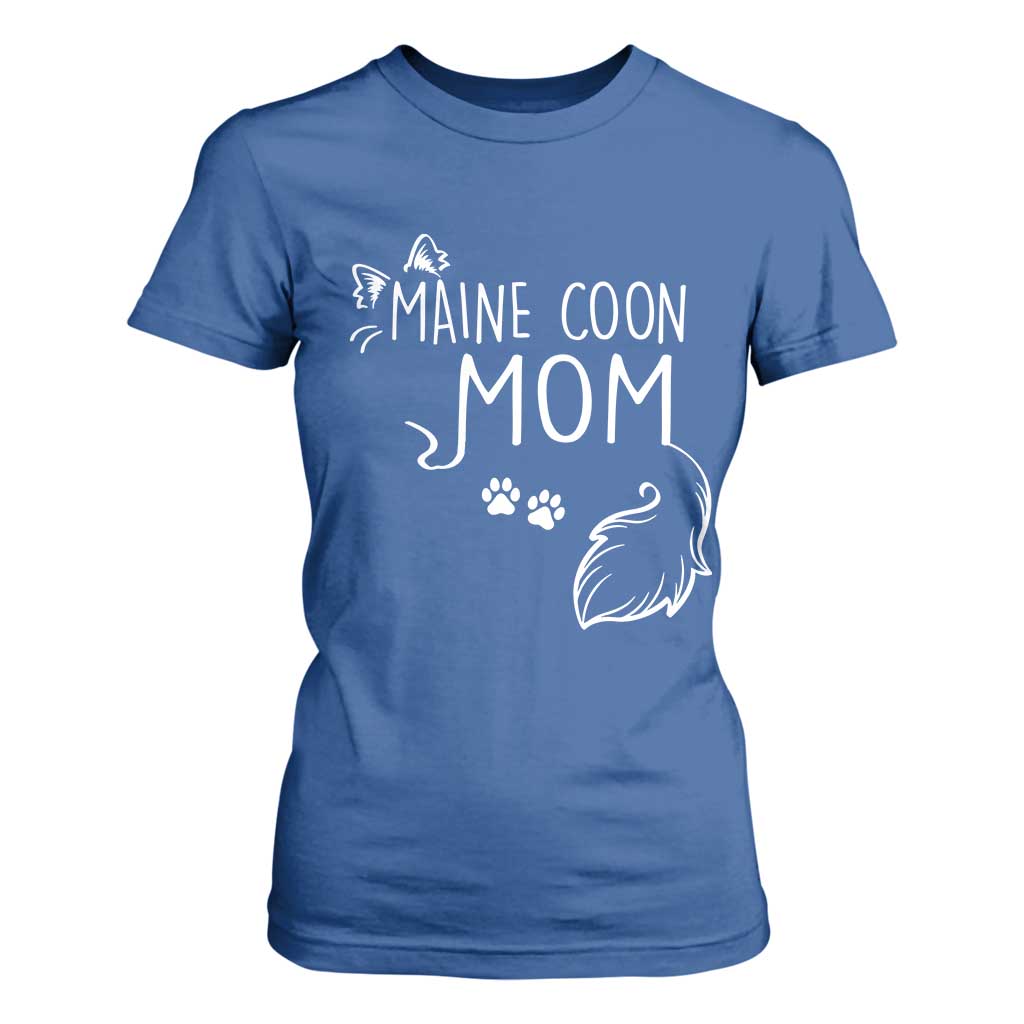 Maine Coon Mom T Shirt For Women Large Breed Cat Lover Silhouette Gift TS12 Royal Blue Print Your Wear