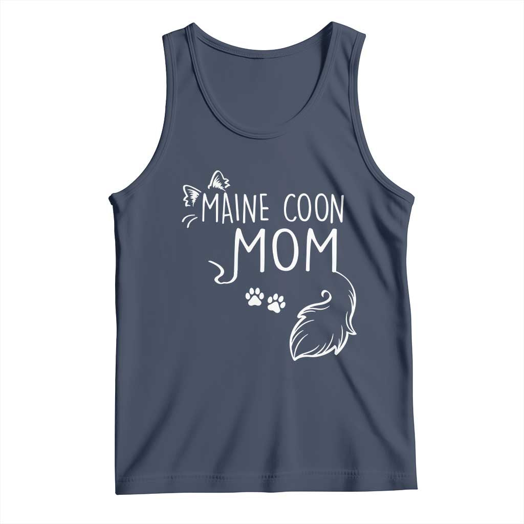 Maine Coon Mom Tank Top Large Breed Cat Lover Silhouette Gift TS12 Navy Print Your Wear