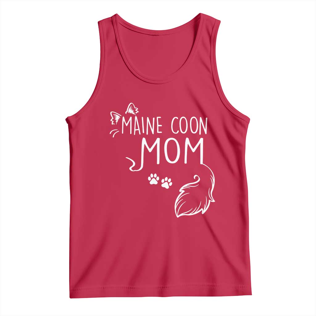 Maine Coon Mom Tank Top Large Breed Cat Lover Silhouette Gift TS12 Red Print Your Wear