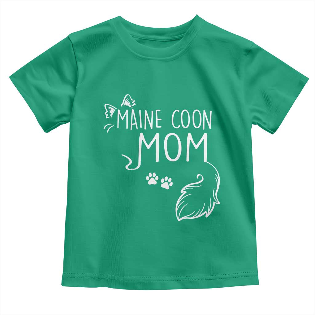 Maine Coon Mom Toddler T Shirt Large Breed Cat Lover Silhouette Gift TS12 Irish Green Print Your Wear