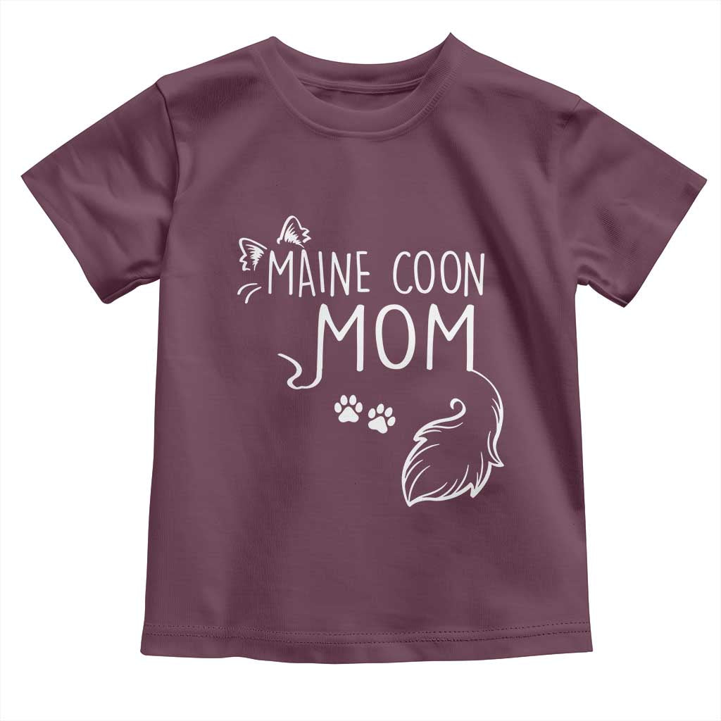 Maine Coon Mom Toddler T Shirt Large Breed Cat Lover Silhouette Gift TS12 Maroon Print Your Wear