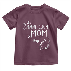 Maine Coon Mom Toddler T Shirt Large Breed Cat Lover Silhouette Gift TS12 Maroon Print Your Wear