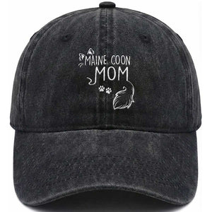 Maine Coon Mom Washed Cotton Baseball Cap Large Breed Cat Lover Silhouette Gift TS12 Print Your Wear