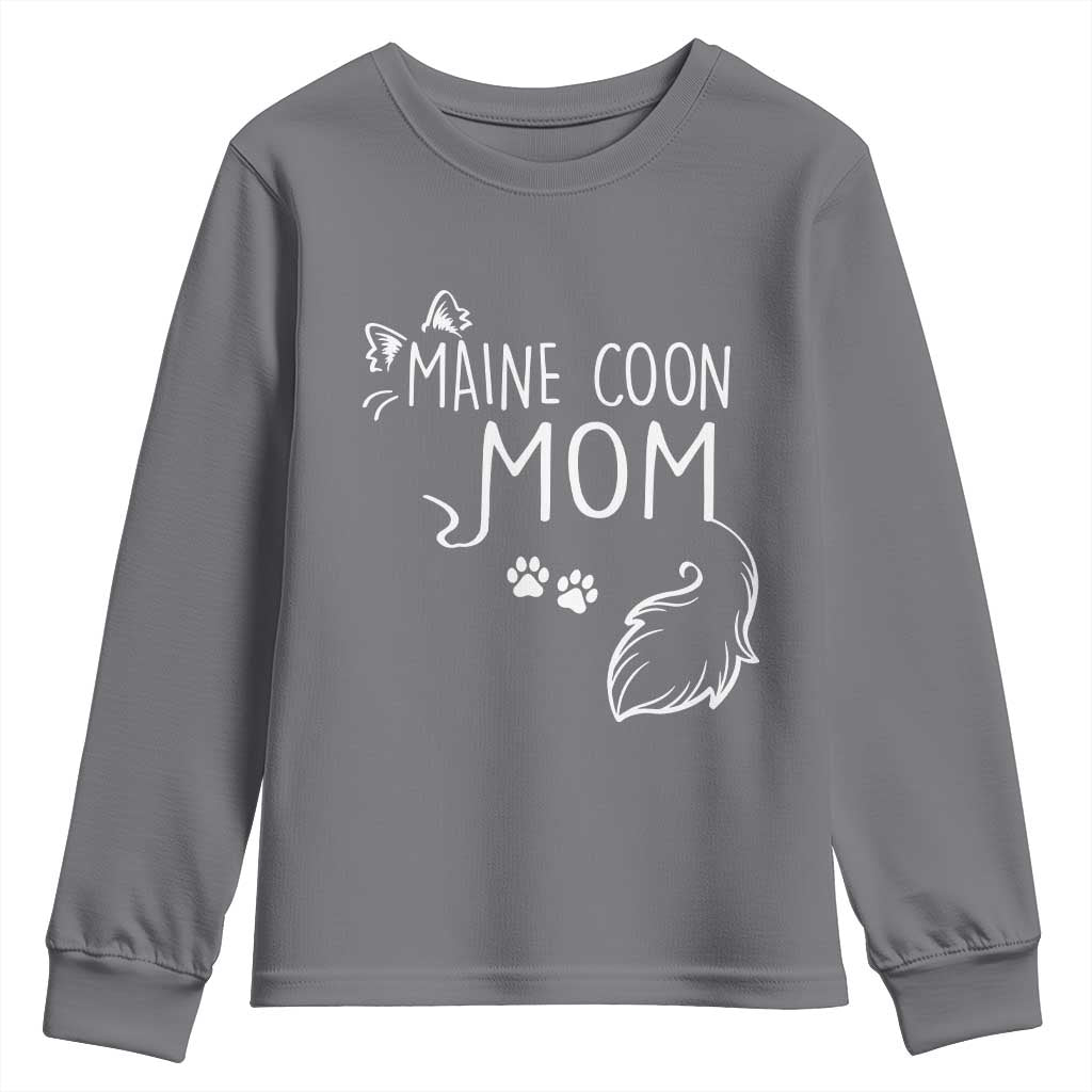 Maine Coon Mom Youth Sweatshirt Large Breed Cat Lover Silhouette Gift TS12 Charcoal Print Your Wear