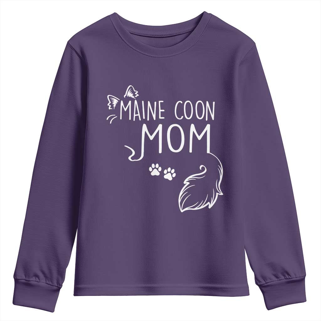 Maine Coon Mom Youth Sweatshirt Large Breed Cat Lover Silhouette Gift TS12 Purple Print Your Wear