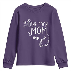 Maine Coon Mom Youth Sweatshirt Large Breed Cat Lover Silhouette Gift TS12 Purple Print Your Wear