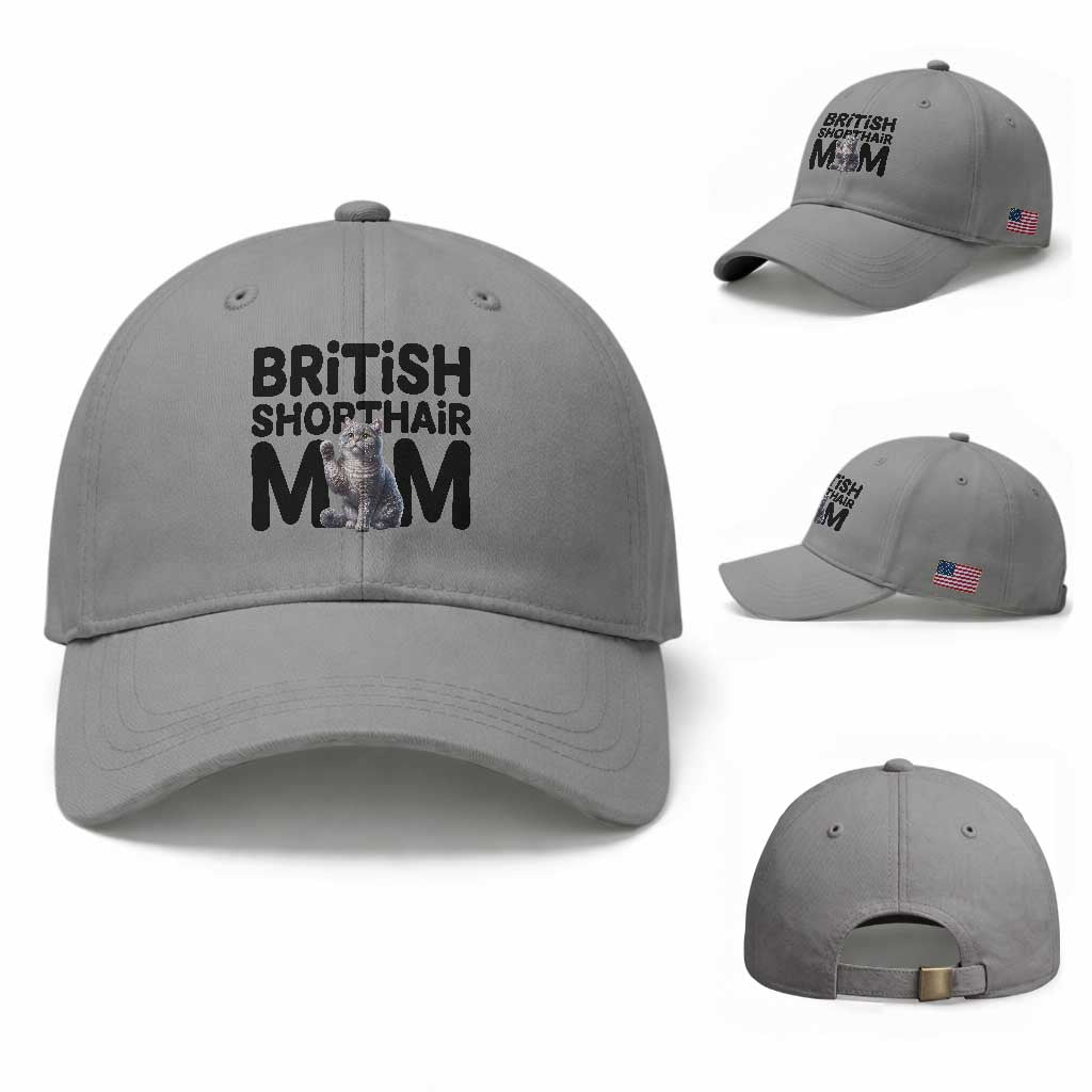 British Shorthair Mom Life Baseball Cap Mothers Day Cat Mom Gift TS12 Baseball Cap Universal Fit Sport Gray Print Your Wear
