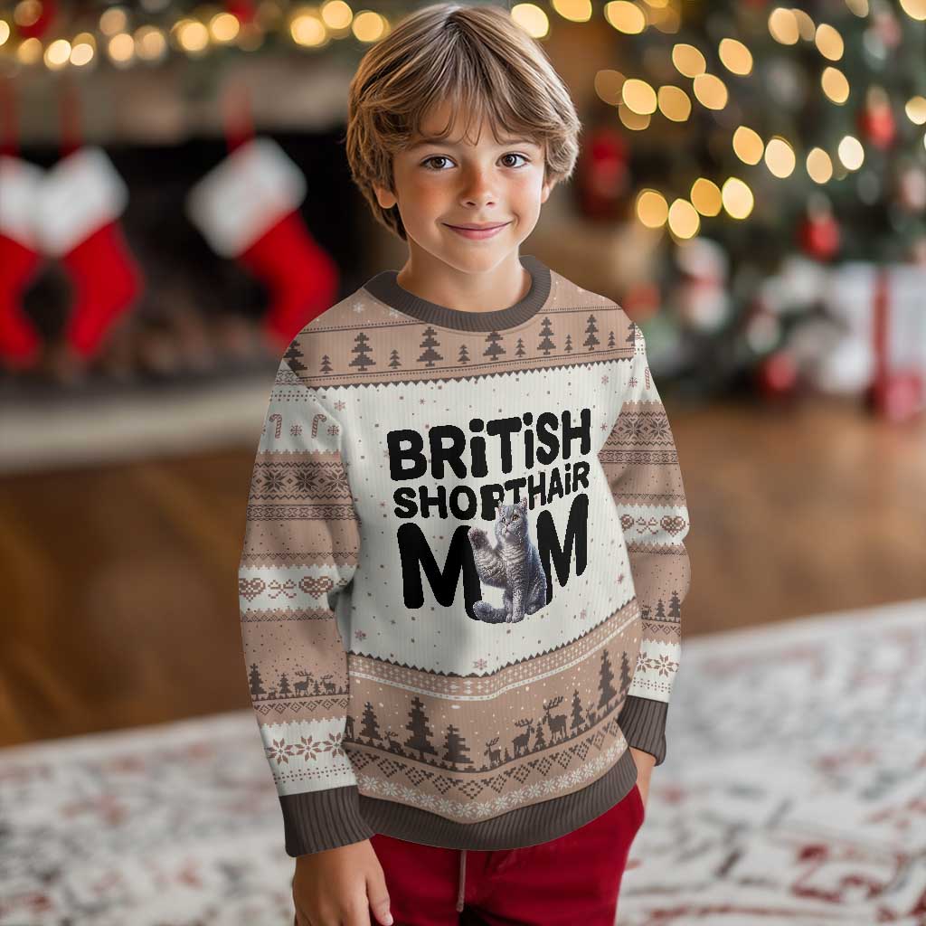 British Shorthair Mom Life Ugly Christmas Sweater Mothers Day Cat Mom Gift TS12 Mocha Mousse Print Your Wear