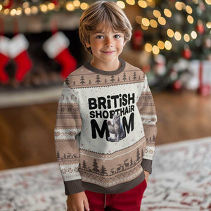 British Shorthair Mom Life Ugly Christmas Sweater Mothers Day Cat Mom Gift TS12 Mocha Mousse Print Your Wear