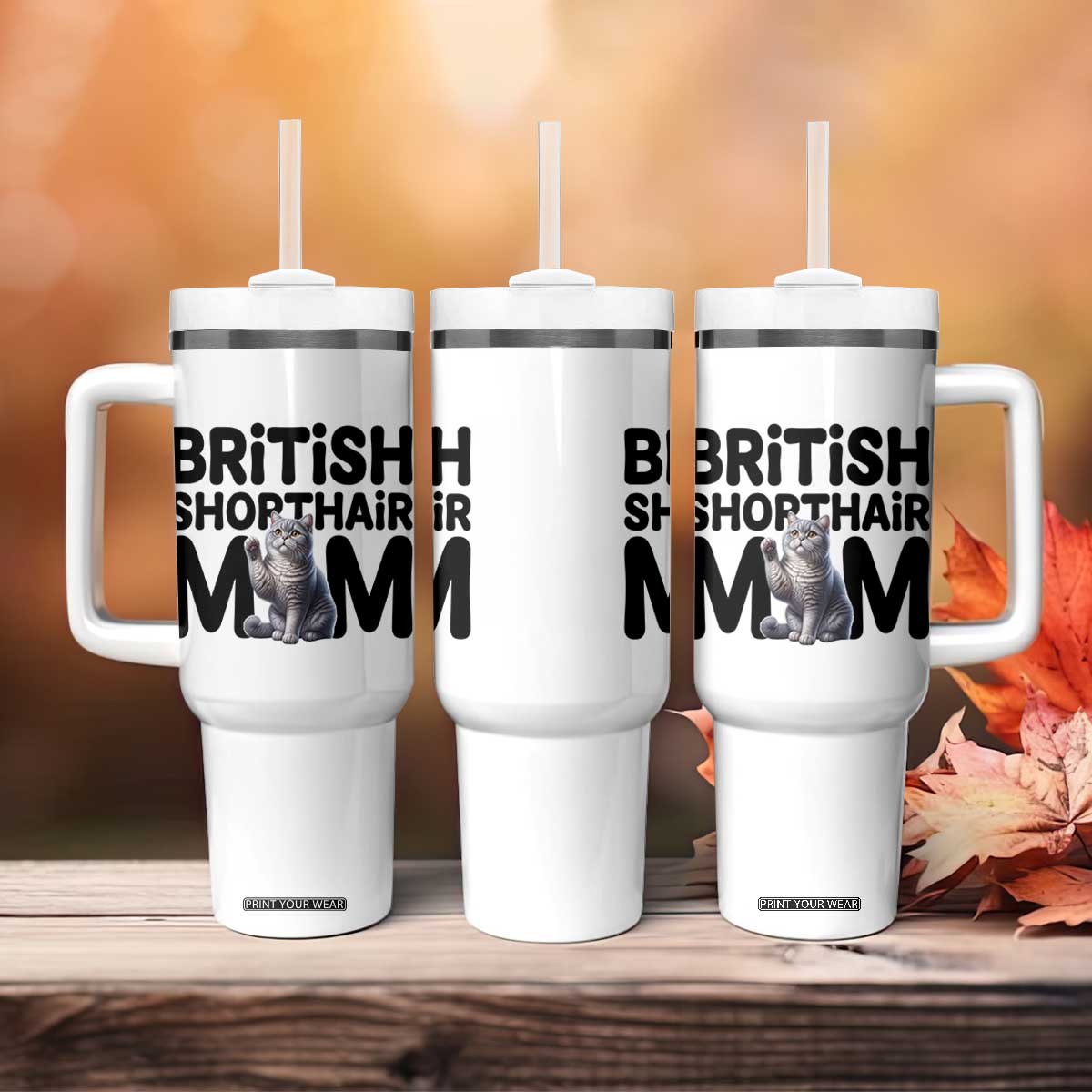 British Shorthair Mom Life Tumbler With Handle Mothers Day Cat Mom Gift TS12 Print Your Wear