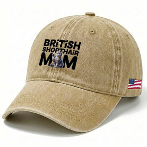 British Shorthair Mom Life Washed Cotton Baseball Cap Mothers Day Cat Mom Gift TS12 Print Your Wear