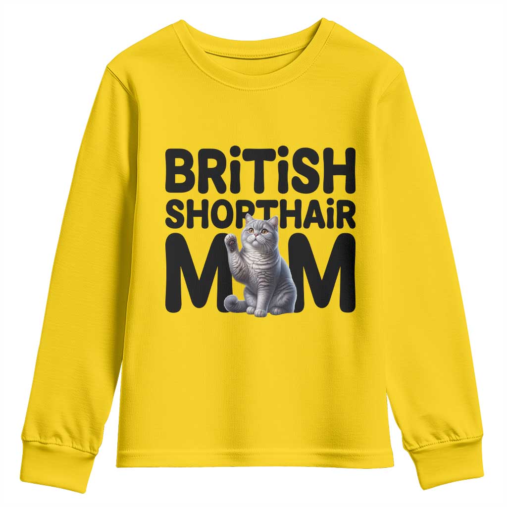 British Shorthair Mom Life Youth Sweatshirt Mothers Day Cat Mom Gift TS12 Daisy Print Your Wear