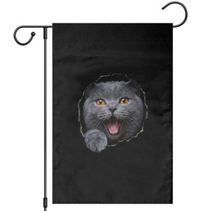 Cute British Shorthair Cat Peeking Through Cracked Wall Garden Flag TS12 Black Print Your Wear