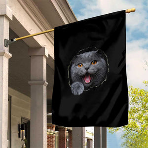 Cute British Shorthair Cat Peeking Through Cracked Wall Garden Flag TS12 Print Your Wear