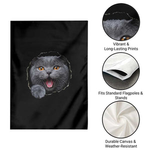 Cute British Shorthair Cat Peeking Through Cracked Wall Garden Flag TS12 Print Your Wear