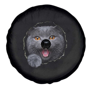 Cute British Shorthair Cat Peeking Through Cracked Wall Spare Tire Cover TS12 Print Your Wear
