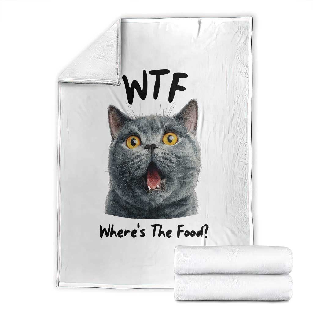 Funny Shocked British Shorthair Cat Throw Blanket Where Is The Food TS12 White Print Your Wear