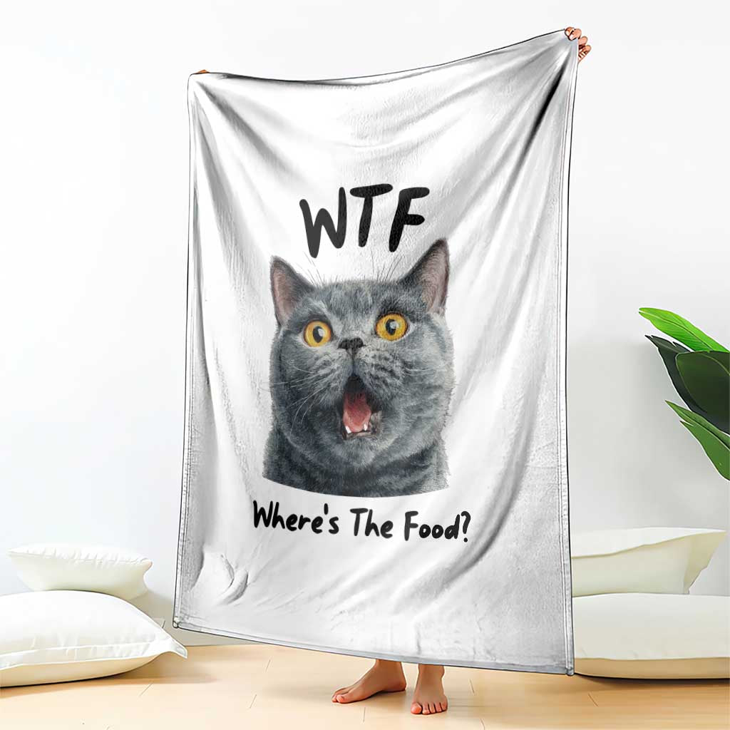 Funny Shocked British Shorthair Cat Throw Blanket Where Is The Food TS12 Print Your Wear