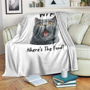 Funny Shocked British Shorthair Cat Throw Blanket Where Is The Food TS12 Print Your Wear