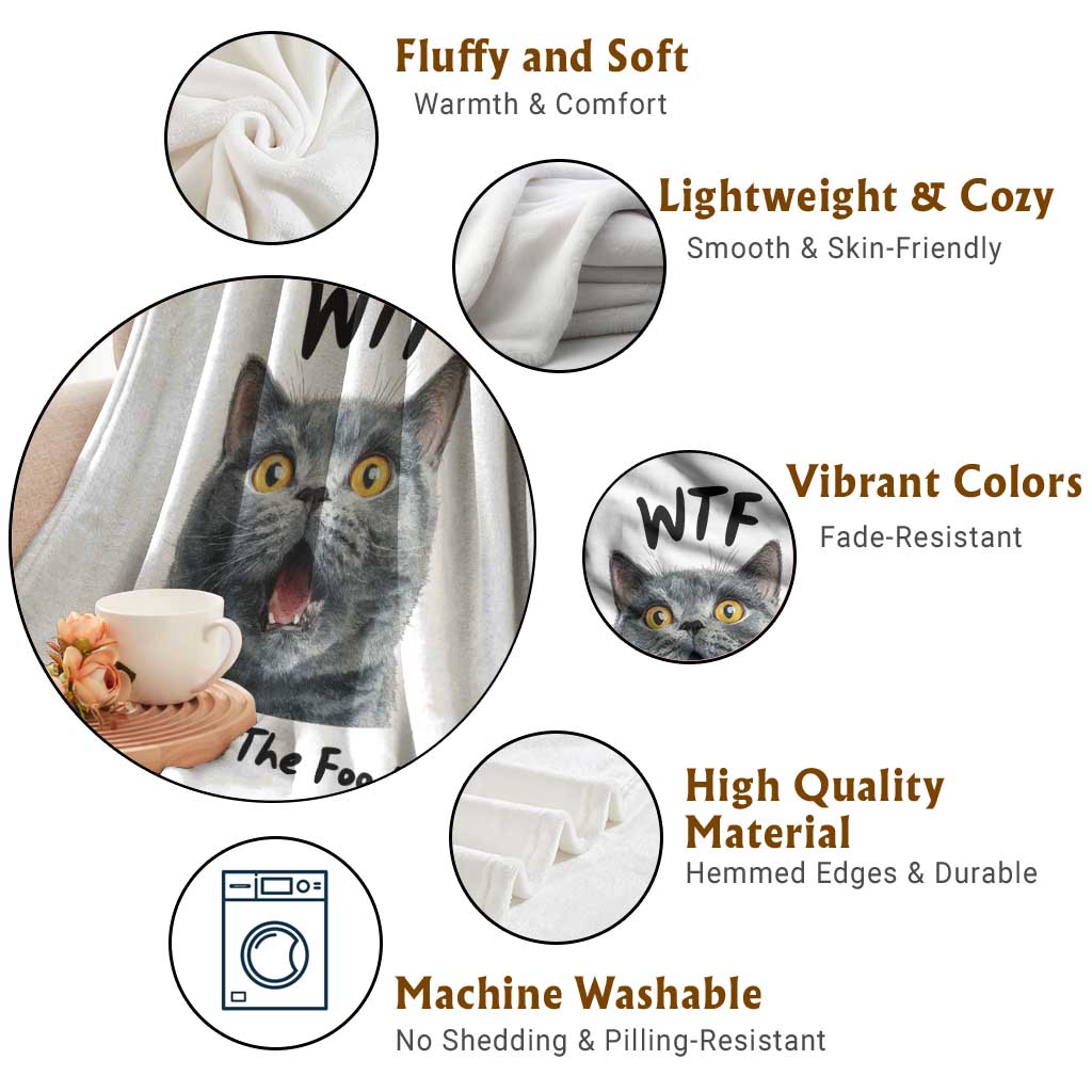 Funny Shocked British Shorthair Cat Throw Blanket Where Is The Food TS12 Print Your Wear