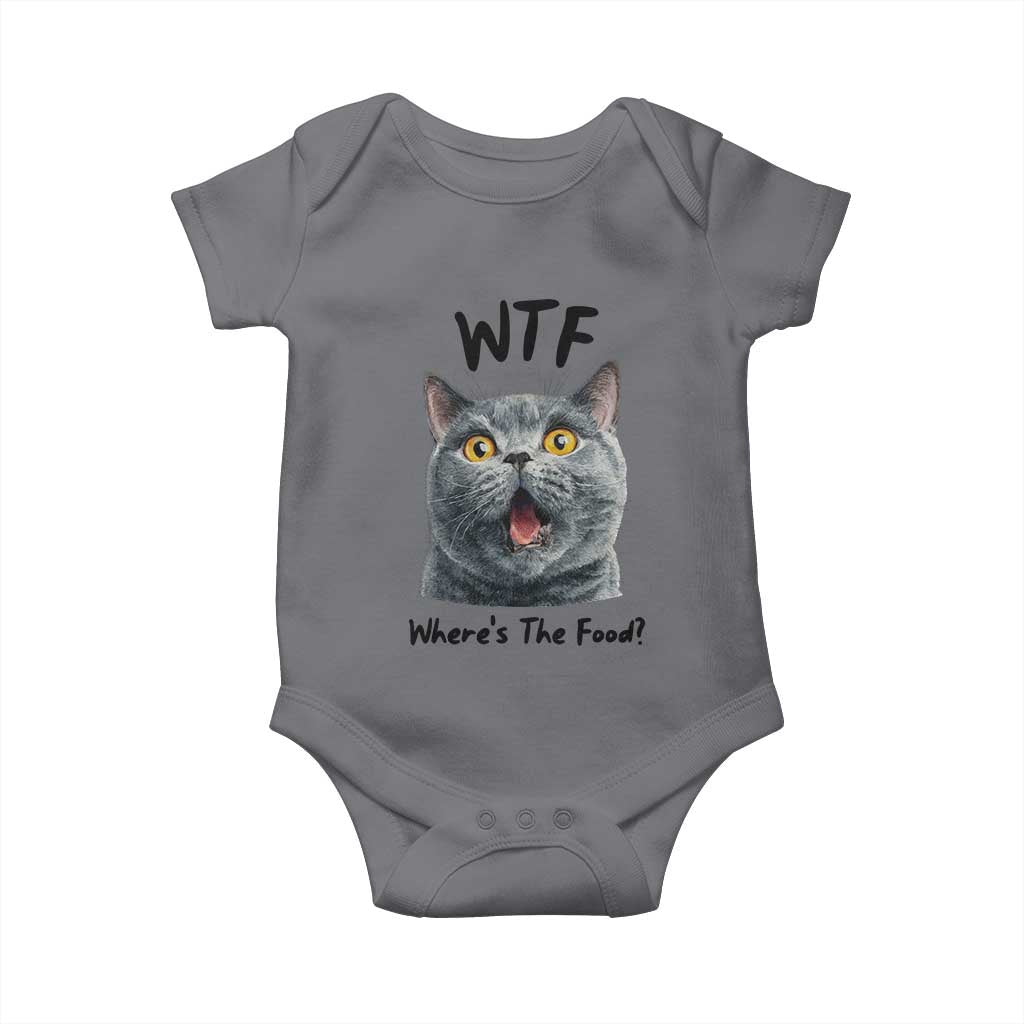Funny Shocked British Shorthair Cat Baby Onesie Where Is The Food TS12 Charcoal Print Your Wear