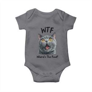 Funny Shocked British Shorthair Cat Baby Onesie Where Is The Food TS12 Charcoal Print Your Wear