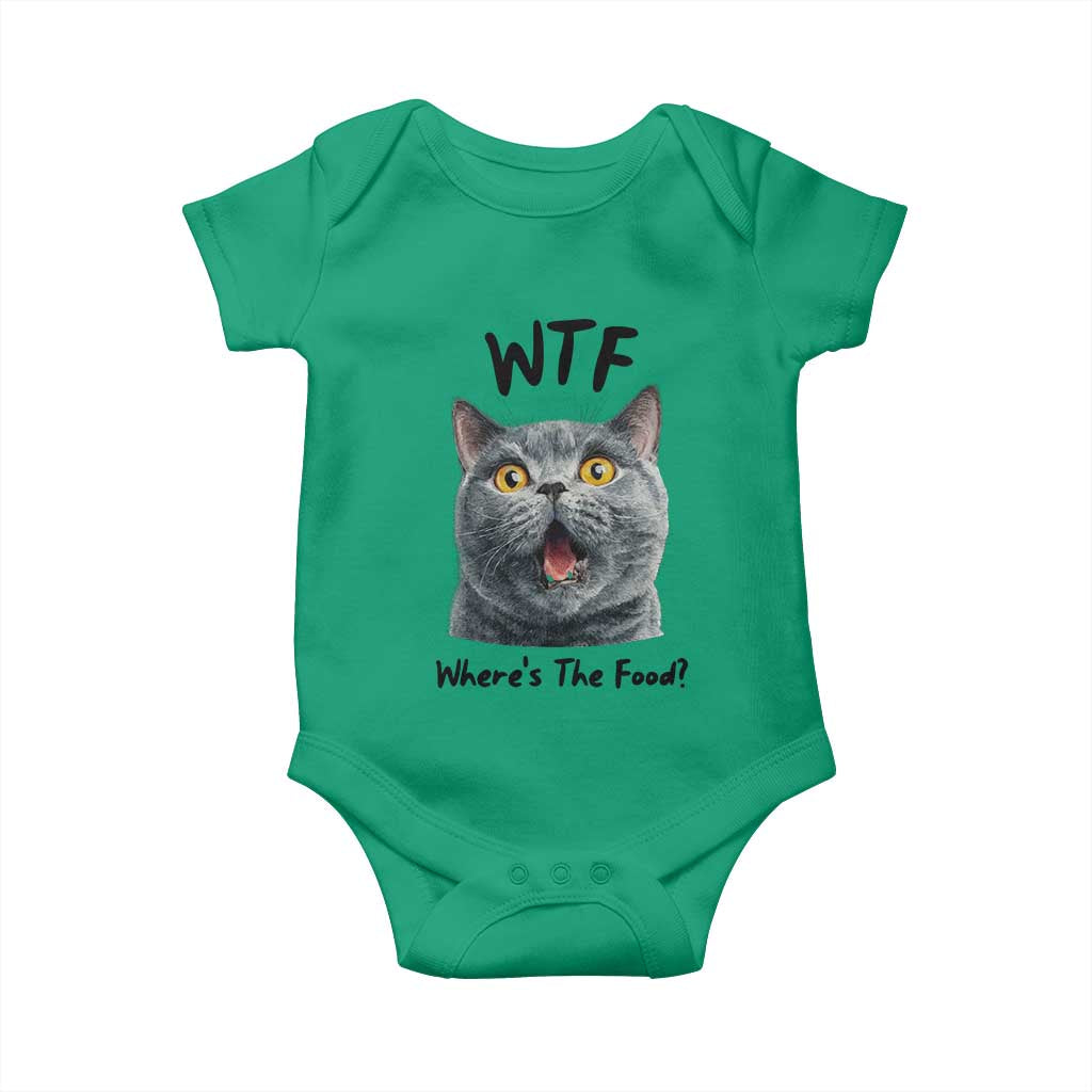 Funny Shocked British Shorthair Cat Baby Onesie Where Is The Food TS12 Irish Green Print Your Wear