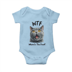Funny Shocked British Shorthair Cat Baby Onesie Where Is The Food TS12 Light Blue Print Your Wear