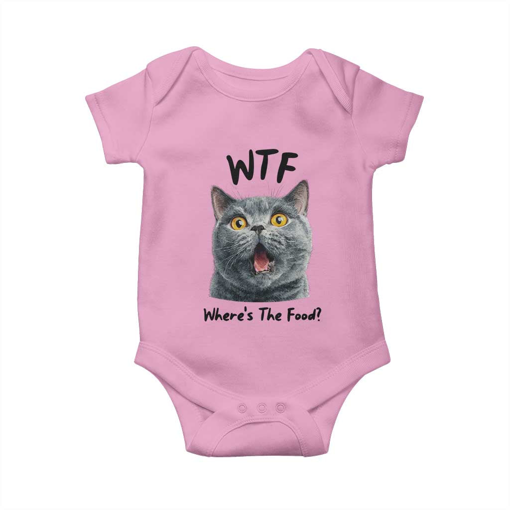 Funny Shocked British Shorthair Cat Baby Onesie Where Is The Food TS12 Light Pink Print Your Wear