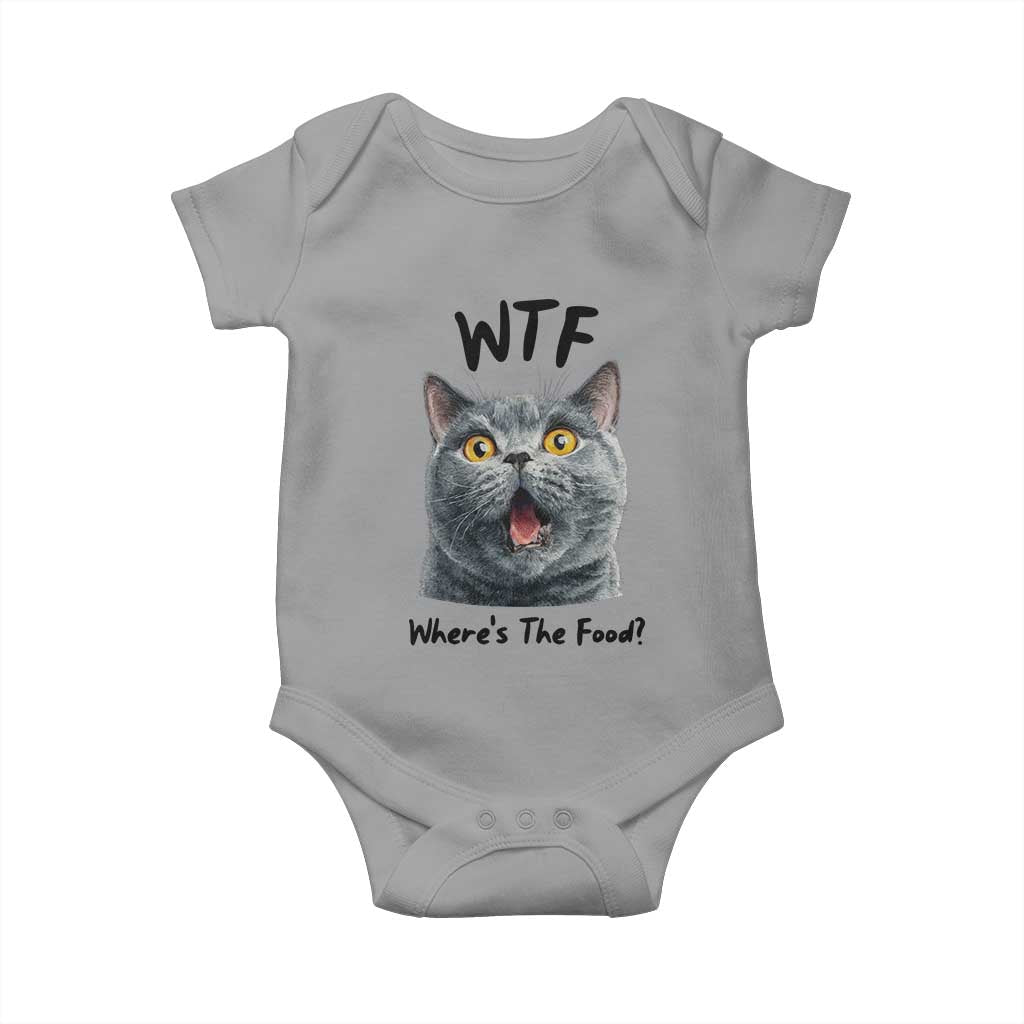 Funny Shocked British Shorthair Cat Baby Onesie Where Is The Food TS12 Sport Gray Print Your Wear