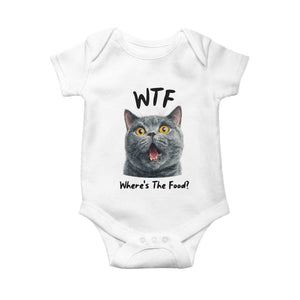Funny Shocked British Shorthair Cat Baby Onesie Where Is The Food TS12 White Print Your Wear