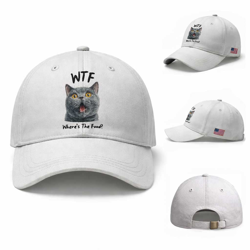 Funny Shocked British Shorthair Cat Baseball Cap Where Is The Food TS12 Baseball Cap Universal Fit White Print Your Wear
