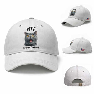 Funny Shocked British Shorthair Cat Baseball Cap Where Is The Food TS12 Baseball Cap Universal Fit White Print Your Wear