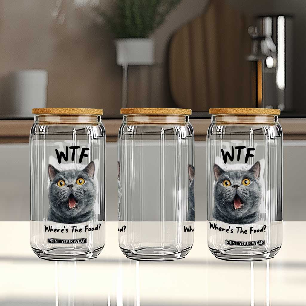 Funny Shocked British Shorthair Cat Glass Can Where Is The Food TS12 Print Your Wear