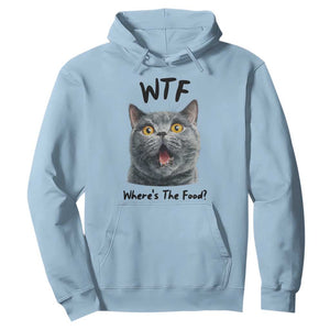 Funny Shocked British Shorthair Cat Hoodie Where Is The Food TS12 Light Blue Print Your Wear