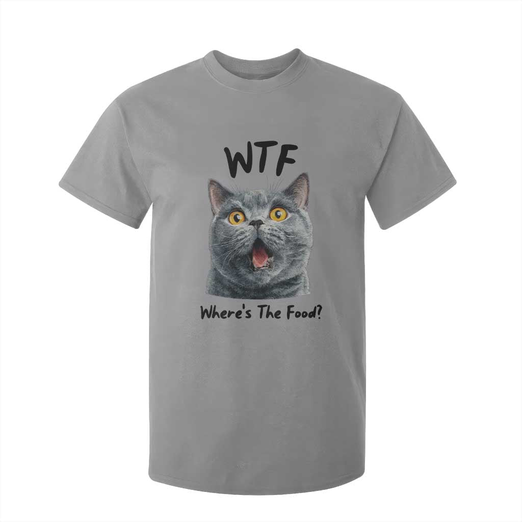 Funny Shocked British Shorthair Cat T Shirt For Kid Where Is The Food TS12 Sport Gray Print Your Wear