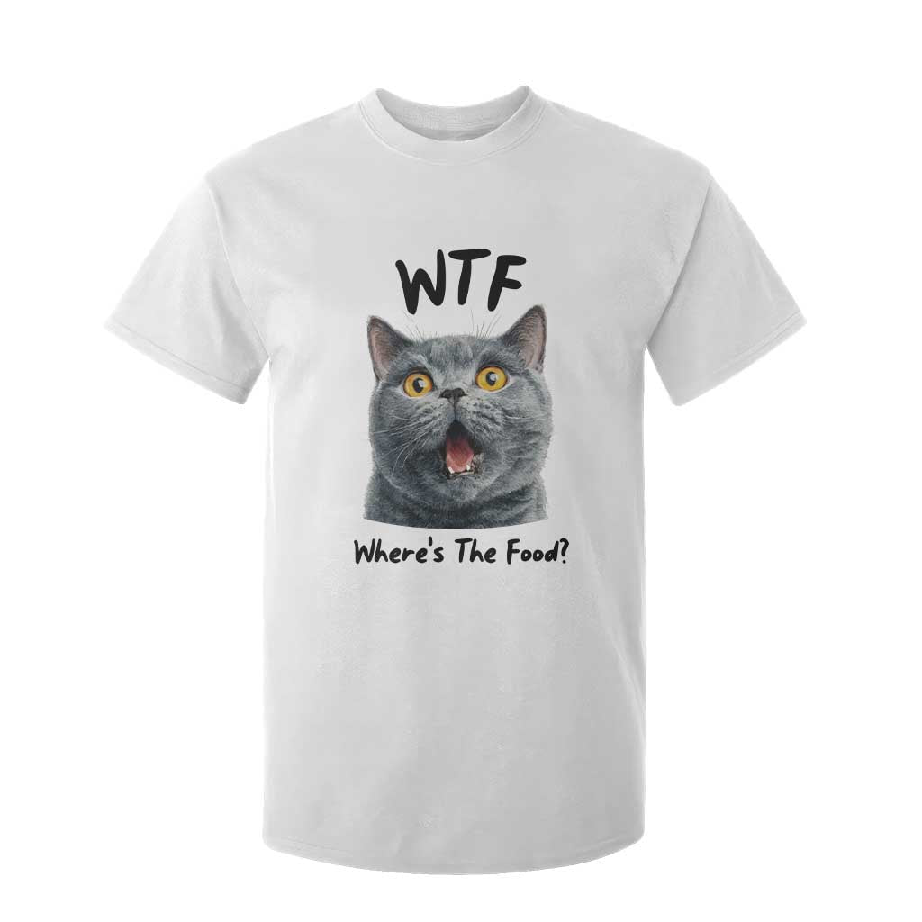 Funny Shocked British Shorthair Cat T Shirt For Kid Where Is The Food TS12 White Print Your Wear