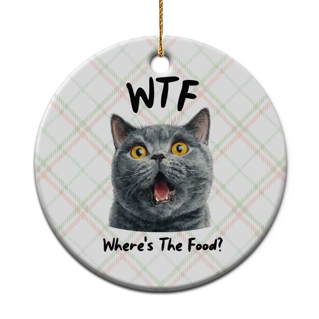 Funny Shocked British Shorthair Cat Ceramic Ornament Where Is The Food TS12 1pc Christmas Plaid Print Your Wear