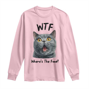 Funny Shocked British Shorthair Cat Long Sleeve Shirt Where Is The Food TS12 Light Pink Print Your Wear
