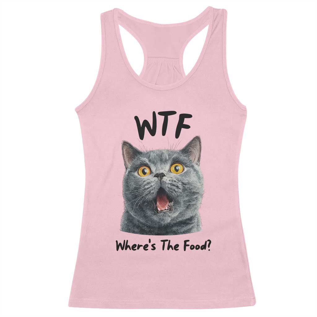 Funny Shocked British Shorthair Cat Racerback Tank Top Where Is The Food TS12 Light Pink Print Your Wear