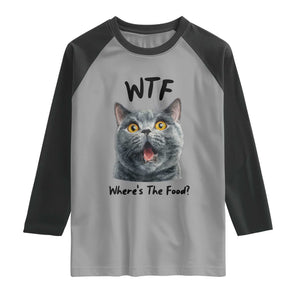 Funny Shocked British Shorthair Cat Raglan Shirt Where Is The Food TS12 Sport Gray Black Print Your Wear