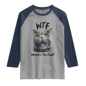 Funny Shocked British Shorthair Cat Raglan Shirt Where Is The Food TS12 Sport Gray Navy Print Your Wear
