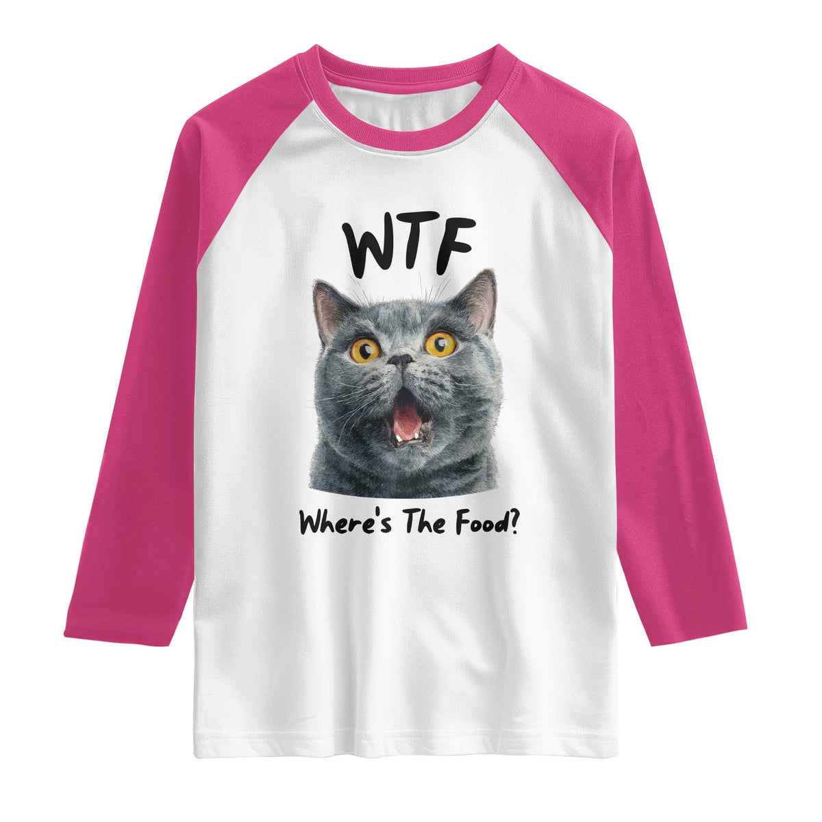 Funny Shocked British Shorthair Cat Raglan Shirt Where Is The Food TS12 White Heliconia Print Your Wear
