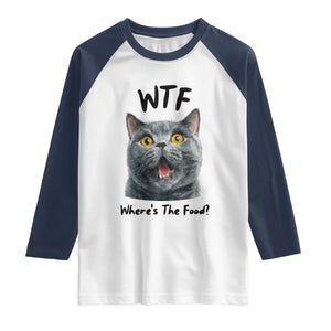 Funny Shocked British Shorthair Cat Raglan Shirt Where Is The Food TS12 White Navy Print Your Wear